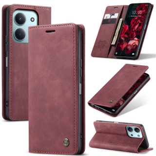 CaseMe Xiaomi Redmi 15C Wallet Magnetic Suede Leather Case Red