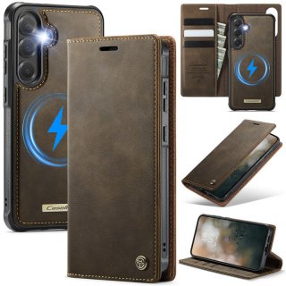 CaseMe Samsung Galaxy S23 FE 2-in-1 Magnetic Wallet Case – Wireless Charging & RFID Blocking Coffee