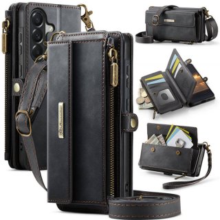 CaseMe Samsung Galaxy A57 Wallet Case with RFID Blocking, 9 Card Slots & Crossbody Strap Black