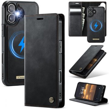 CaseMe iPhone 16 2-in-1 Magnetic Wallet Case – Wireless Charging & RFID Blocking Black