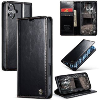 CaseMe iPhone 16 Luxury Wallet Magnetic Case Black