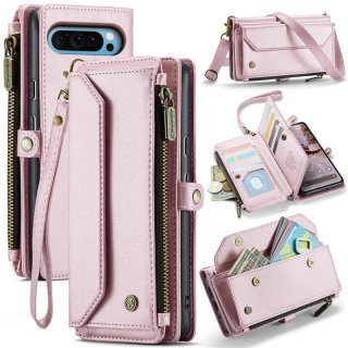 CaseMe Google Pixel 9 Pro XL Wallet RFID Blocking Crossbody Case Support Wireless Charging Pink