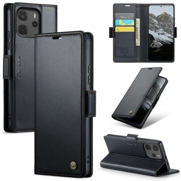 CaseMe Xiaomi Redmi Note 14 4G Wallet RFID Blocking Magnetic Buckle Case Black