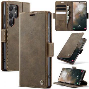 CaseMe Samsung Galaxy S22 Ultra Magnetic Wallet Case with RFID Blocking Coffee
