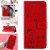 For iPhone 16 Pro Max Cat Bee Embossed Pattern Wallet Magnetic Case Red