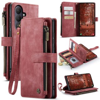 CaseMe Samsung Galaxy S26 Plus Wallet Kickstand Case with Wrist Strap Red