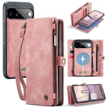 CaseMe Google Pixel 11 Pro XL 2-in-1 Magnetic Wallet Case with Wrist Strap, RFID-blocking & Wireless Charging Pink