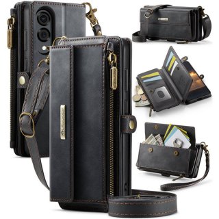 CaseMe Samsung Galaxy S25 Edge Crossbody Wallet Case with RFID Blocking & Wireless Charging Black