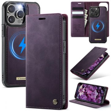 CaseMe iPhone 14 Pro Max 2-in-1 Magnetic Wallet Case – Wireless Charging & RFID Blocking Purple