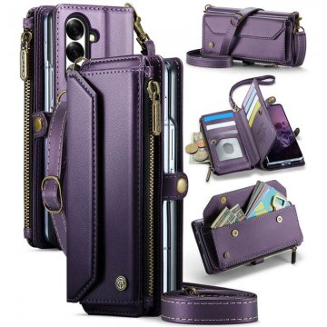 CaseMe Samsung Galaxy Z Fold8 Ultra RFID Wallet Case with Crossbody Strap, Zipper Pocket & Wireless Charging Purple