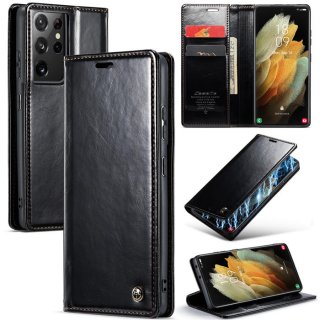 CaseMe Samsung Galaxy S21 Ultra Wallet Kickstand Magnetic Case Black