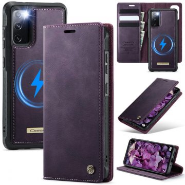 CaseMe Samsung Galaxy S20 FE 2-in-1 Magnetic Wallet Case – Wireless Charging & RFID Blocking Purple