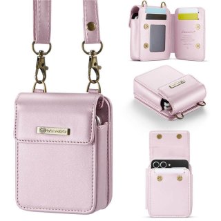 CaseMe Samsung Galaxy Z Flip6 Crossbody Bag Wallet RFID Blocking Case Pink