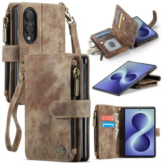 CaseMe Samsung Galaxy Z Fold8 Wallet Case with Zipper Pocket & Wireless Charging Coffee