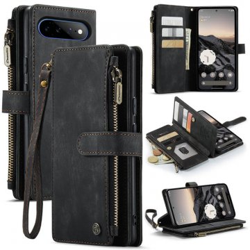 CaseMe Google Pixel 11 Pro XL Wallet Case with Zipper Pocket & Wireless Charging Black
