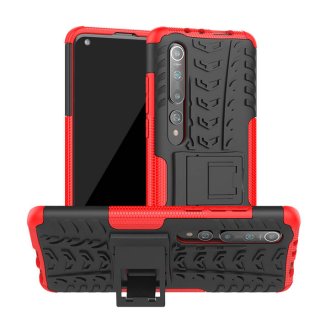 Xiaomi Mi 10/Mi 10 Pro Hybrid Rugged PC + TPU Kickstand Case Red