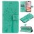 For iPhone 16 Plus Cat Tree Embossed Pattern Wallet Magnetic Case Green