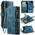 CaseMe Samsung Galaxy A17 Wallet kickstand Case with Wrist Strap Blue