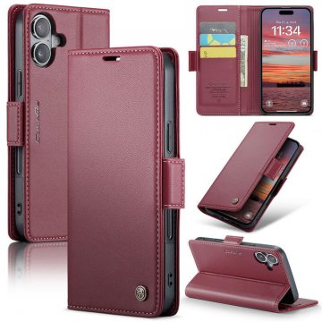 CaseMe iPhone 16 Plus Wallet RFID Blocking Magnetic Buckle Case Red