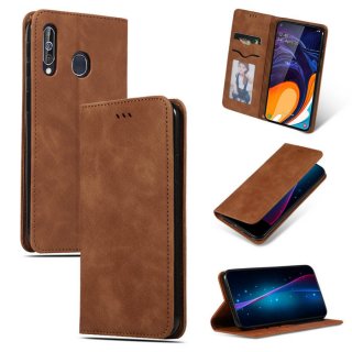 Samsung Galaxy A60 Wallet Stand Magnetic Shockproof Case Brown