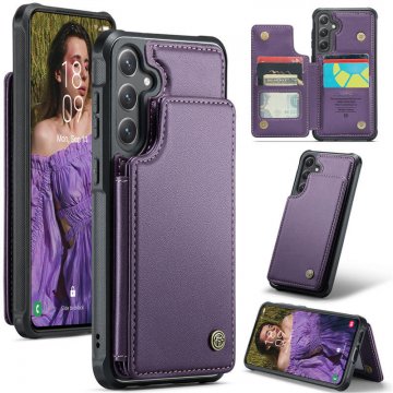 CaseMe Samsung Galaxy S24 FE RFID Blocking Card Holder Kickstand Case Purple