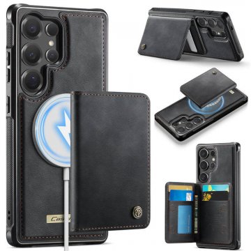CaseMe Samsung Galaxy S25 Ultra Detachable Magnetic Wallet Case with RFID Blocking & Wireless Charging - Black