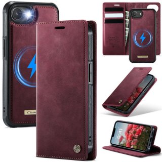 CaseMe iPhone 16E 2-in-1 Magnetic Wallet Case – Wireless Charging & RFID Blocking Red