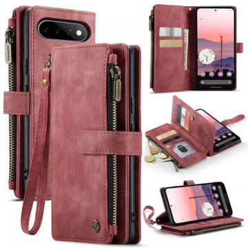 CaseMe Google Pixel 11/Pixel 11 Pro Wallet Case with Zipper Pocket & Wireless Charging Red