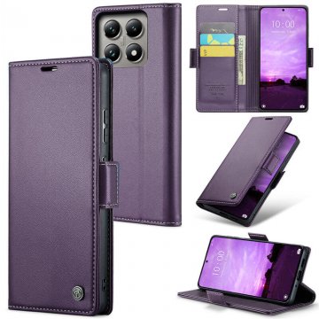 CaseMe Xiaomi 14T Wallet RFID Blocking Magnetic Buckle Case Purple