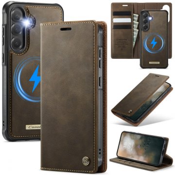 CaseMe Samsung Galaxy S25 Plus 2-in-1 Magnetic Wallet Case – Wireless Charging & RFID Blocking Coffee