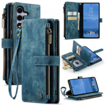 CaseMe Samsung Galaxy S25 Wallet Kickstand Case with Wrist Strap Blue