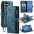 CaseMe Samsung Galaxy S25 Wallet Kickstand Case with Wrist Strap Blue