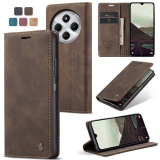 CaseMe Xiaomi Redmi 14C Wallet Magnetic Suede Leather Case Coffee