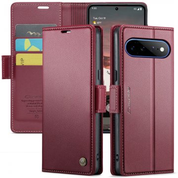 CaseMe Google Pixel 11 Pro XL RFID Wallet Case with Magnetic Buckle & Wireless Charging Red