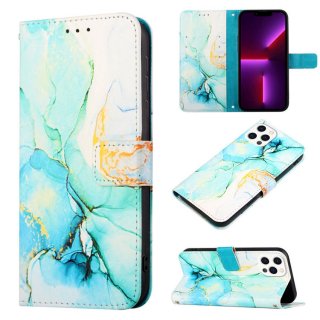 Marble Pattern iPhone 12 Pro Wallet Case Green