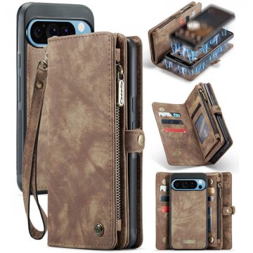 CaseMe Google Pixel 9 Pro XL Wallet Magnetic Case with Wrist Strap Coffee