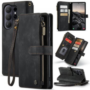 CaseMe Samsung Galaxy S26 Ultra Wallet Kickstand Case with Wrist Strap Black