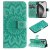 For iPhone 16 Pro Max Embossed Sunflower Pattern Wallet Magnetic Case Green