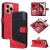 For iPhone 16 Pro Three-Color Splicing Wallet Kickstand Magnetic Case Red