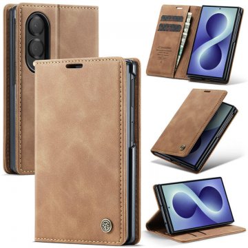 CaseMe Samsung Galaxy Z Fold8 Suede Leather Wallet Case Brown