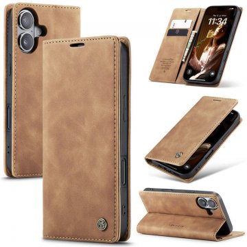 CaseMe iPhone 16 Plus Wallet Magnetic Suede Leather Case Brown