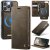 CaseMe iPhone 16 Pro 2-in-1 Magnetic Wallet Case – Wireless Charging & RFID Blocking Coffee