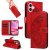 For iPhone 16 Butterfly Embossed Wallet Kickstand Case Red