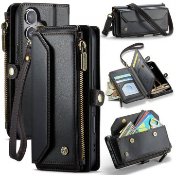 CaseMe iPhone 17 Wallet RFID Blocking Crossbody Case with Wireless Charging Black