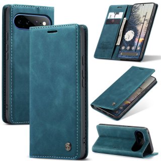 CaseMe Google Pixel 11 Pro XL Suede Leather Wallet Case Blue