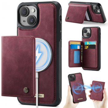 CaseMe iPhone 13 2-in-1 Detachable Magnetic Wallet Case with RFID Blocking, Card Holder & MagSafe Compatible - Red