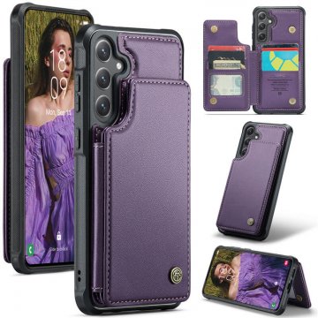 CaseMe Samsung Galaxy S25 Plus RFID Blocking Card Holder Kickstand Case Purple