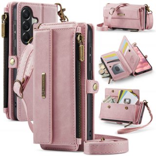 CaseMe Samsung Galaxy A57 Wallet Case with RFID Blocking, 9 Card Slots & Crossbody Strap Pink