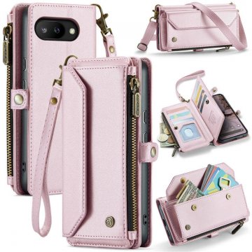 CaseMe Google Pixel 9A Wallet RFID Blocking Crossbody Case Support Wireless Charging Pink