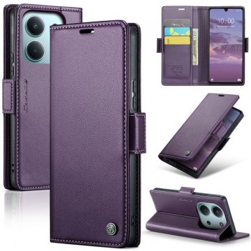 CaseMe Xiaomi Redmi 15C Wallet RFID Blocking Magnetic Buckle Case Purple